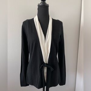 Cyrus Black & White Tie-Front Cardigan l Size L l Poshmark